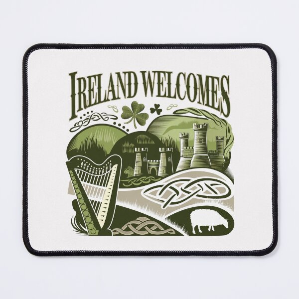 Item preview,  Ireland Welcomes Flag Map Dublin, the Cliffs of Moher designed and sold by AnimalsDH305.