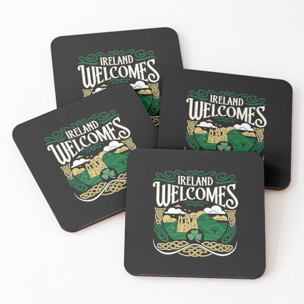 Item preview, Ireland Welcomes Flag Map Dublin, the Cliffs of Moher designed and sold by AnimalsDH305.