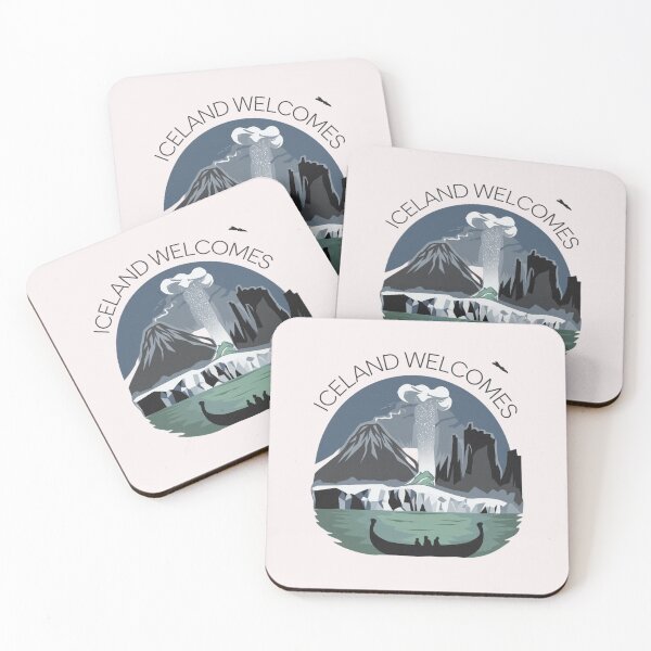 Item preview, Iceland Welcomes Flag Map Reykjavik, geysers, Gullfoss waterfalls,volcanoes designed and sold by AnimalsDH305.