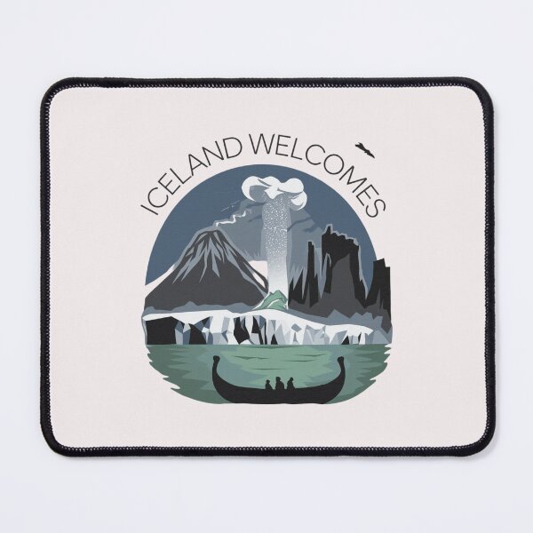 Item preview, Iceland Welcomes Flag Map Reykjavik, geysers, Gullfoss waterfalls,volcanoes designed and sold by AnimalsDH305.