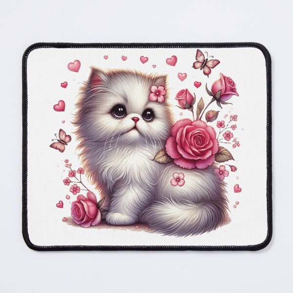 Item preview, sweet fluffy kitten with roses designed and sold by nicnacc.