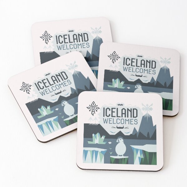 Item preview, Iceland Welcomes Flag Map Reykjavik, geysers, Gullfoss waterfalls,volcanoes designed and sold by AnimalsDH305.