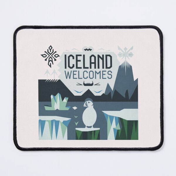 Item preview, Iceland Welcomes Flag Map Reykjavik, geysers, Gullfoss waterfalls,volcanoes designed and sold by AnimalsDH305.
