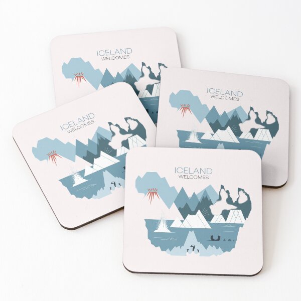 Item preview, Iceland Welcomes Flag Map Reykjavik, geysers, Gullfoss waterfalls,volcanoes designed and sold by AnimalsDH305.