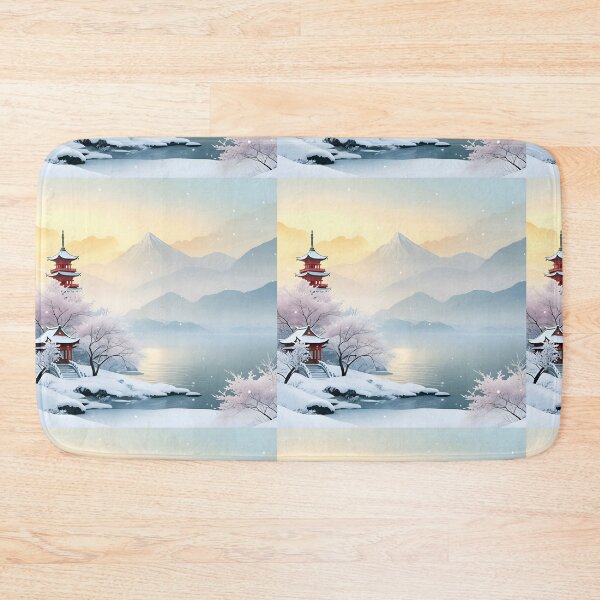 Item preview, Beautiful Asian winter landscape, snow, pagoda, snowy mountain designed and sold by Coolparrotgirl.