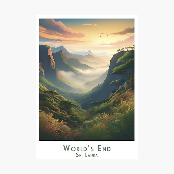 Item preview, Worlds End Travel Poster World’s End Sri Lanka – Tropical Landscape Design in Vintage Style designed and sold by pod24.