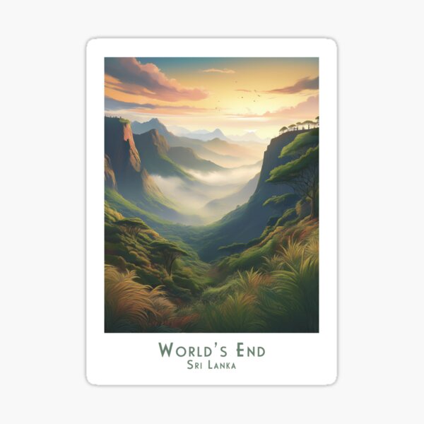 Item preview, Worlds End Travel Poster World’s End Sri Lanka – Tropical Landscape Design in Vintage Style designed and sold by pod24.