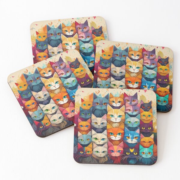Item preview,  A cartoon variety of colorful cats  designed and sold by Photopat.