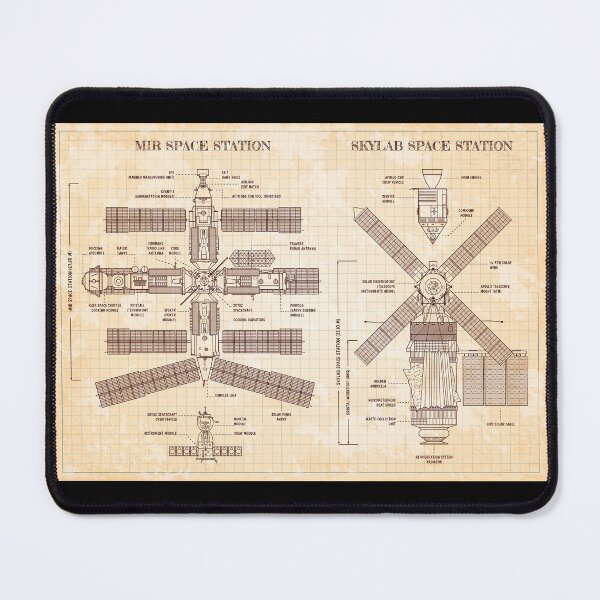Item preview, Mir and Skylab Space Stations (Old Blue Grid - Burgundy) designed and sold by BGALAXY.