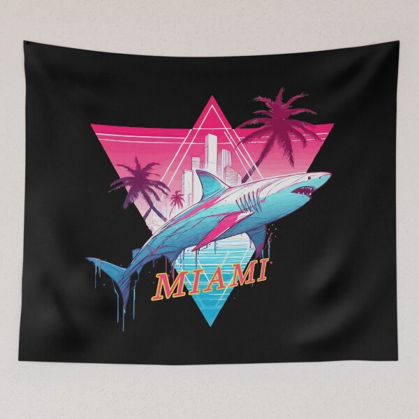 Item preview, Miami Florida Shark Travel Vaporwave designed and sold by TomFrontierArt.