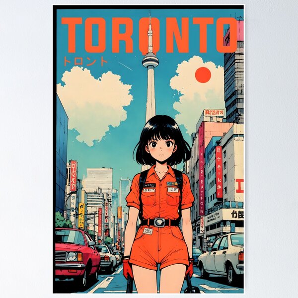 Item preview, Toronto Canada Retro Anime Girl 80s Vintage Travel designed and sold by Retro-Anime9.