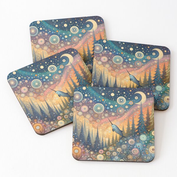 Item preview, Stars and comets - cute Narwhal bursting Star bubbles designed and sold by FOLK ART FUSION by heidiannemorris.