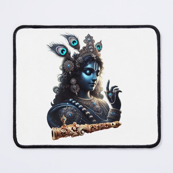 Item preview, Divine Krishna Artwork with Peacock Feathers and Flute – Mystical Hindu Spiritual Design designed and sold by DriftLens.