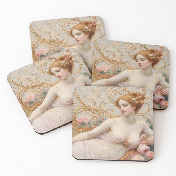 Item preview,  Beautiful painting of an Art Nouveau Renaissance Impressionistic woman after Gustav Klimt designed and sold by Vintage Designs +.