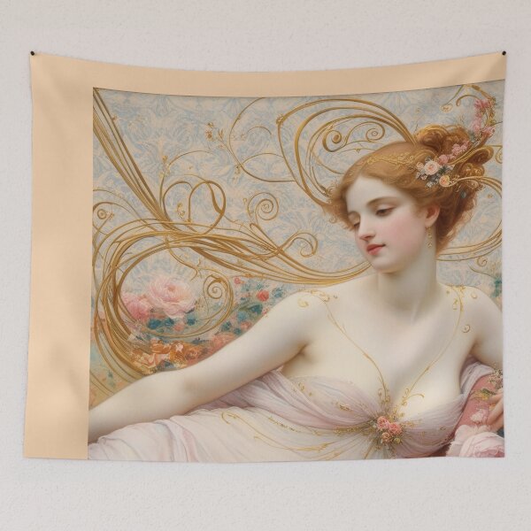 Item preview,  Beautiful painting of an Art Nouveau Renaissance Impressionistic woman after Gustav Klimt designed and sold by Vintage Designs +.