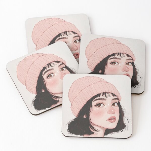 Item preview, Chilled Out Pastel Shades Drawing of a women wearing a hat designed and sold by NeonEdge.