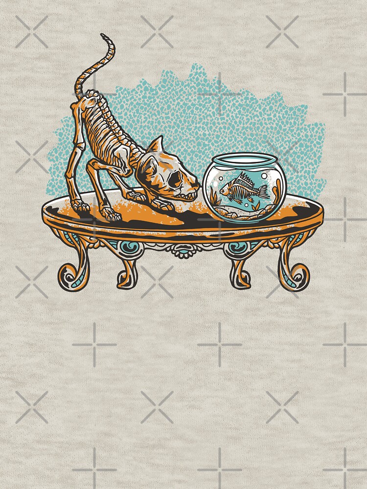 Thumbnail 7 von 7, Classic T-Shirt, Skelett Katze mit Fisch designt und verkauft von Kobeko.
