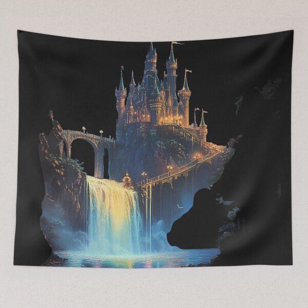 Item preview, Majestic Waterfall Castle at Twilight designed and sold by Desireehaz.
