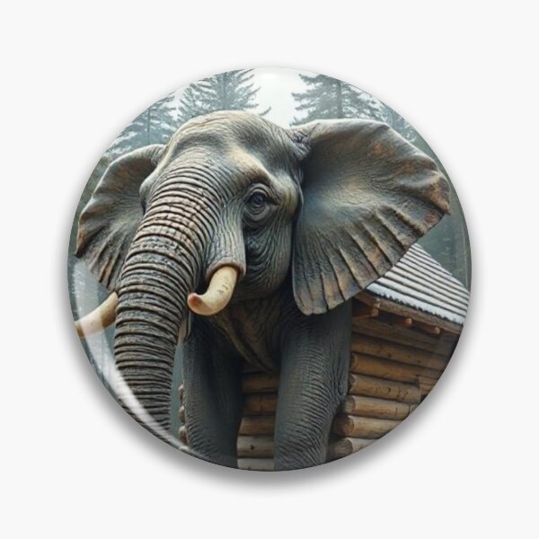 Item preview, Elephant Renovating a Log Cabin designed and sold by BreezyCove.