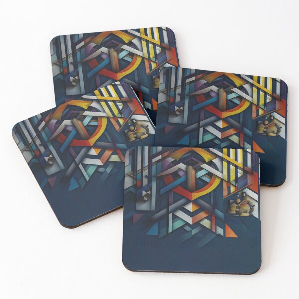 Item preview, Dynamic geometric patterns with navy blue background designed and sold by Sigtrix.