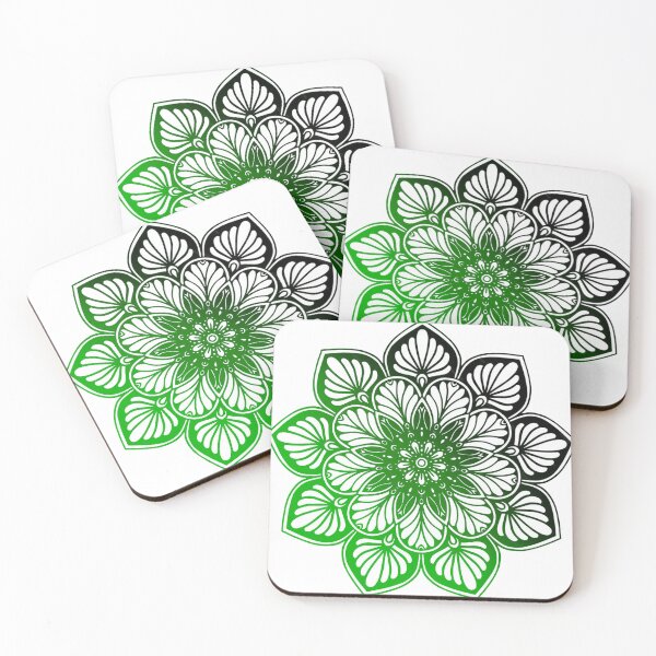 Item preview, Flower inspired Mandala ' Black - green ' gradient designed and sold by emanscorfna.