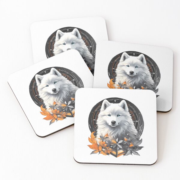 Item preview, Futuristic Samoyed Puppy – Sci-Fi Floral Dog Art Design designed and sold by MystiqSlav.