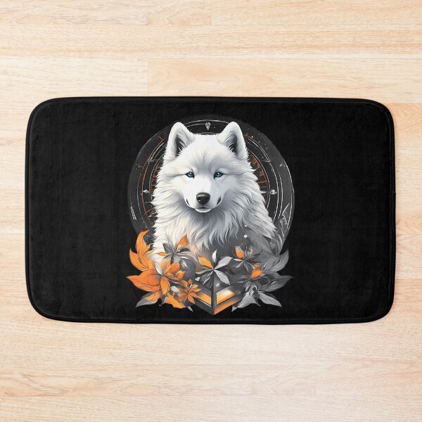 Item preview, Futuristic Samoyed Puppy – Sci-Fi Floral Dog Art Design designed and sold by MystiqSlav.
