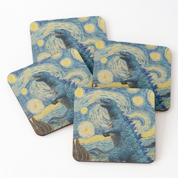 Item preview, Godzilla in starry night designed and sold by PricklyPeanut.