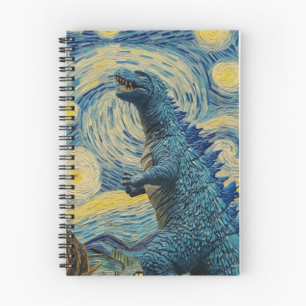 Item preview, Godzilla in starry night designed and sold by PricklyPeanut.