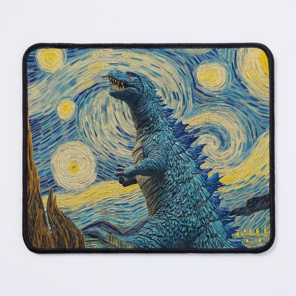 Item preview, Godzilla in starry night designed and sold by PricklyPeanut.