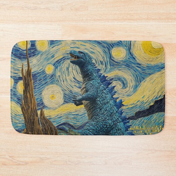 Item preview, Godzilla in starry night designed and sold by PricklyPeanut.