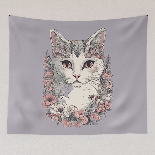 Item preview, Flower Cat, Cat Love. Cats lover, Cat, Cats, black cats, love designed and sold by GOLDENGARDENART.
