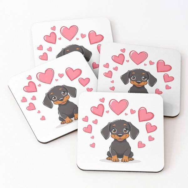 Item preview, Cute Dachshund Puppy Dog with Valentine Hearts designed and sold by svarupa.