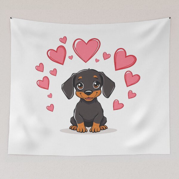 Item preview, Cute Dachshund Puppy Dog with Valentine Hearts designed and sold by svarupa.