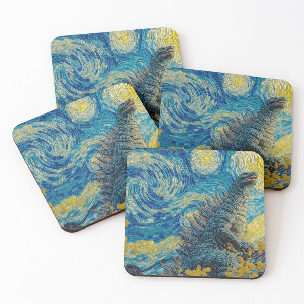 Item preview, Godzilla in starry night designed and sold by PricklyPeanut.