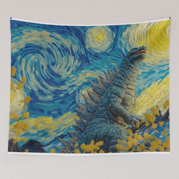 Item preview, Godzilla en la noche estrellada designed and sold by PricklyPeanut.