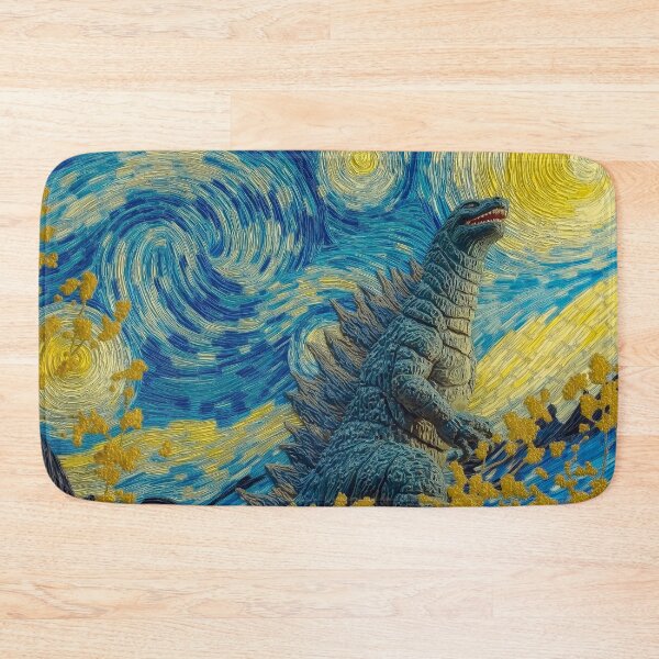 Item preview, Godzilla in starry night designed and sold by PricklyPeanut.