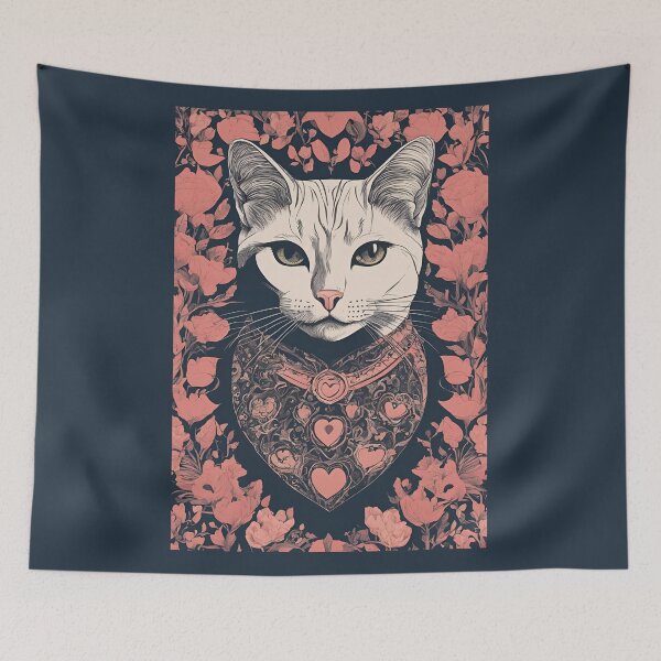 Item preview, Pink Flower Cat, Cat Love. Cats lover, Cat, Cats, black cats, love designed and sold by GOLDENGARDENART.