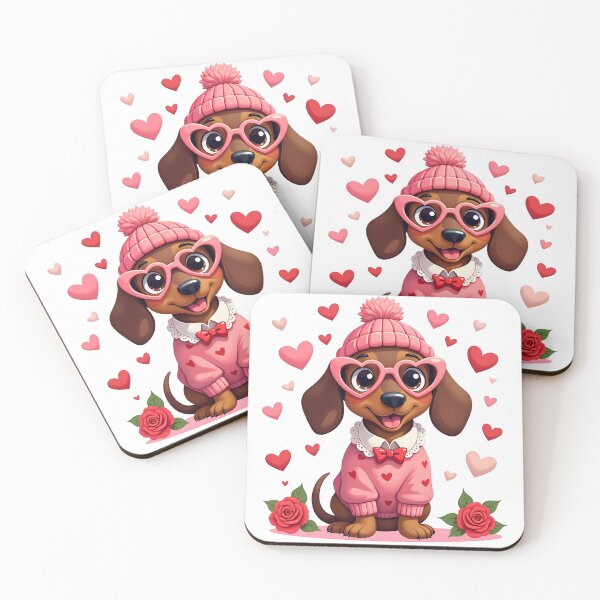 Item preview, Cute Dachshund Puppy Dog with Valentine Hearts designed and sold by svarupa.
