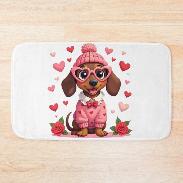 Item preview, Cute Dachshund Puppy Dog with Valentine Hearts designed and sold by svarupa.