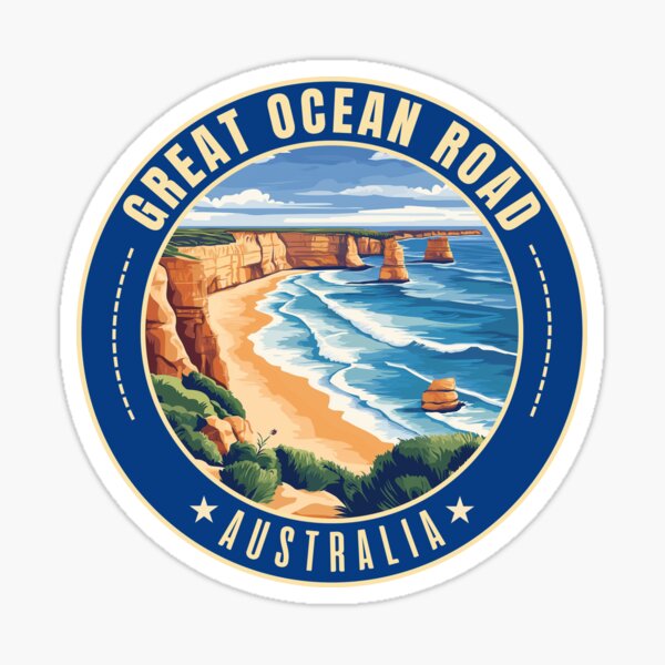 Item preview, Great Ocean Road in Victoria Australia Retro Travel Art Emblem designed and sold by MaateoDesign.