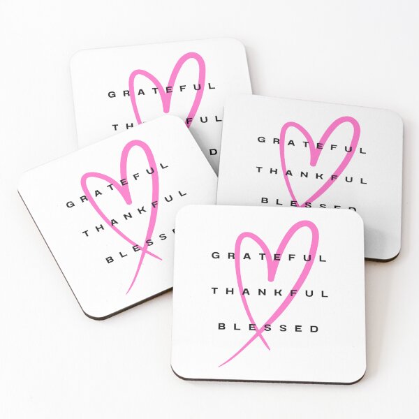 Item preview, GRATEFUL THANKFUL BLESSED - Pink Heart - Motivational/ Inspirational quotes designed and sold by TishCO.