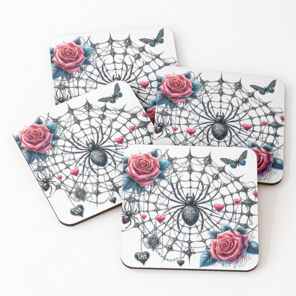 Item preview, Gothic spider web with spide with roses goth valentines day Sticker designed and sold by Expressions-Sel.