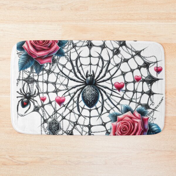 Item preview, Gothic spider web with spide with roses goth valentines day Sticker designed and sold by Expressions-Sel.
