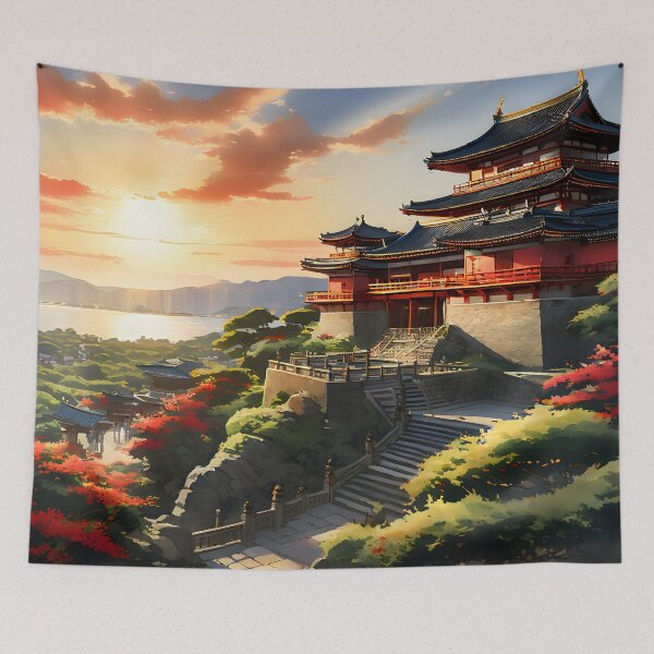 Item preview, Shuri Castle: Watercolor Midday Sunlit Splendor designed and sold by LSVart.