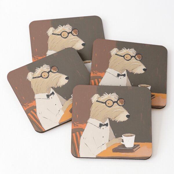 Item preview, Dog with glasses having coffee break, drinking-sipping coffee designed and sold by 516 Studio.