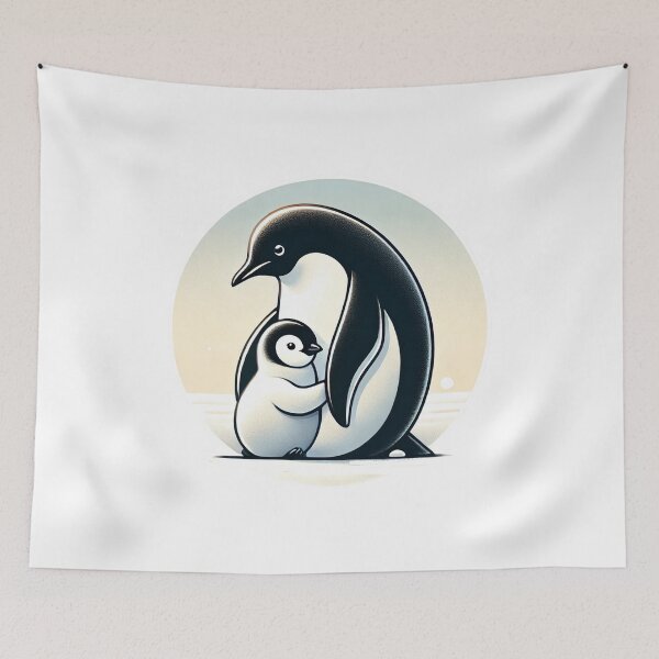 Item preview, Penguin Parent and Chick Bonding in Winter Glow designed and sold by WildlineArt.