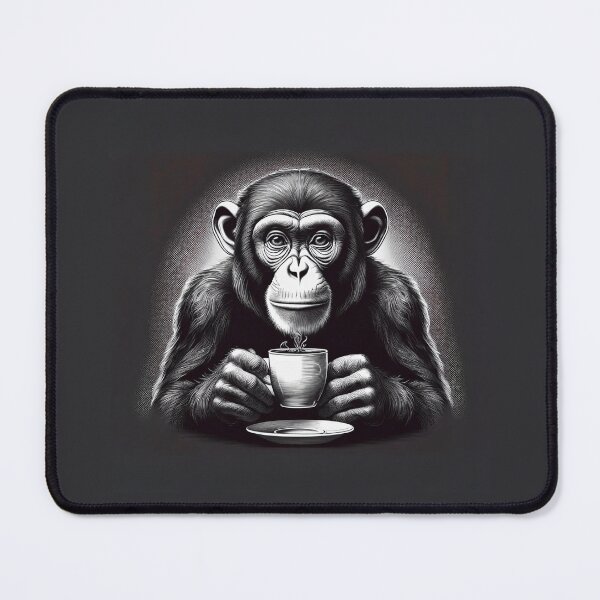 Item preview, funny chimp drinking coffee designed and sold by Boxing Kangaroo Retail Company.