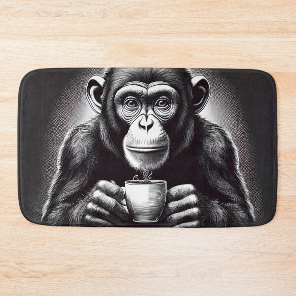 Item preview, funny chimp drinking coffee designed and sold by Boxing Kangaroo Retail Company.