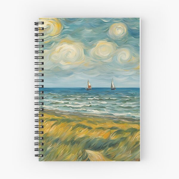 Aperçu de l'œuvre Vue sur la mer à la Van Gogh avec des voiliers créée et vendue par Joyce63.